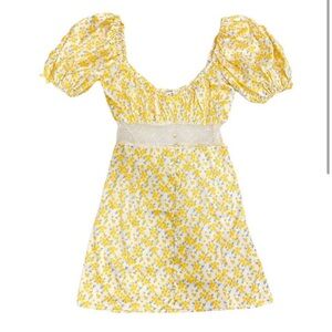 For Love And Lemons Yellow Floral Mini Dress